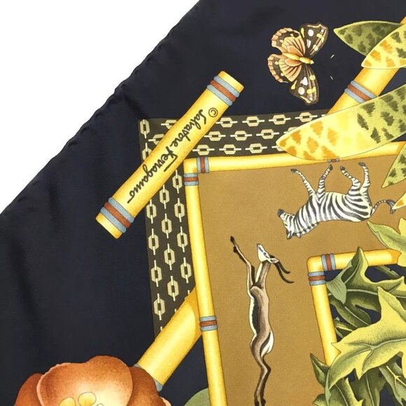 980197AQ (S2) Salvatore Ferragamo Scarf Animal Pattern Multicolor Silk - Picture 8 of 11